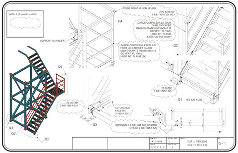 Commercial zipline concept design and structure coordination drawing