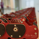 HS Magnetic zipline trolley wheel and brake assembly detail